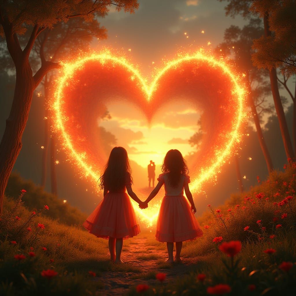 Girls with Blazing Heart: A Matte Painting