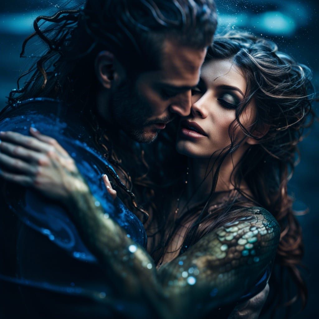 Evil Mermaid's Embrace: Underwater Photograph