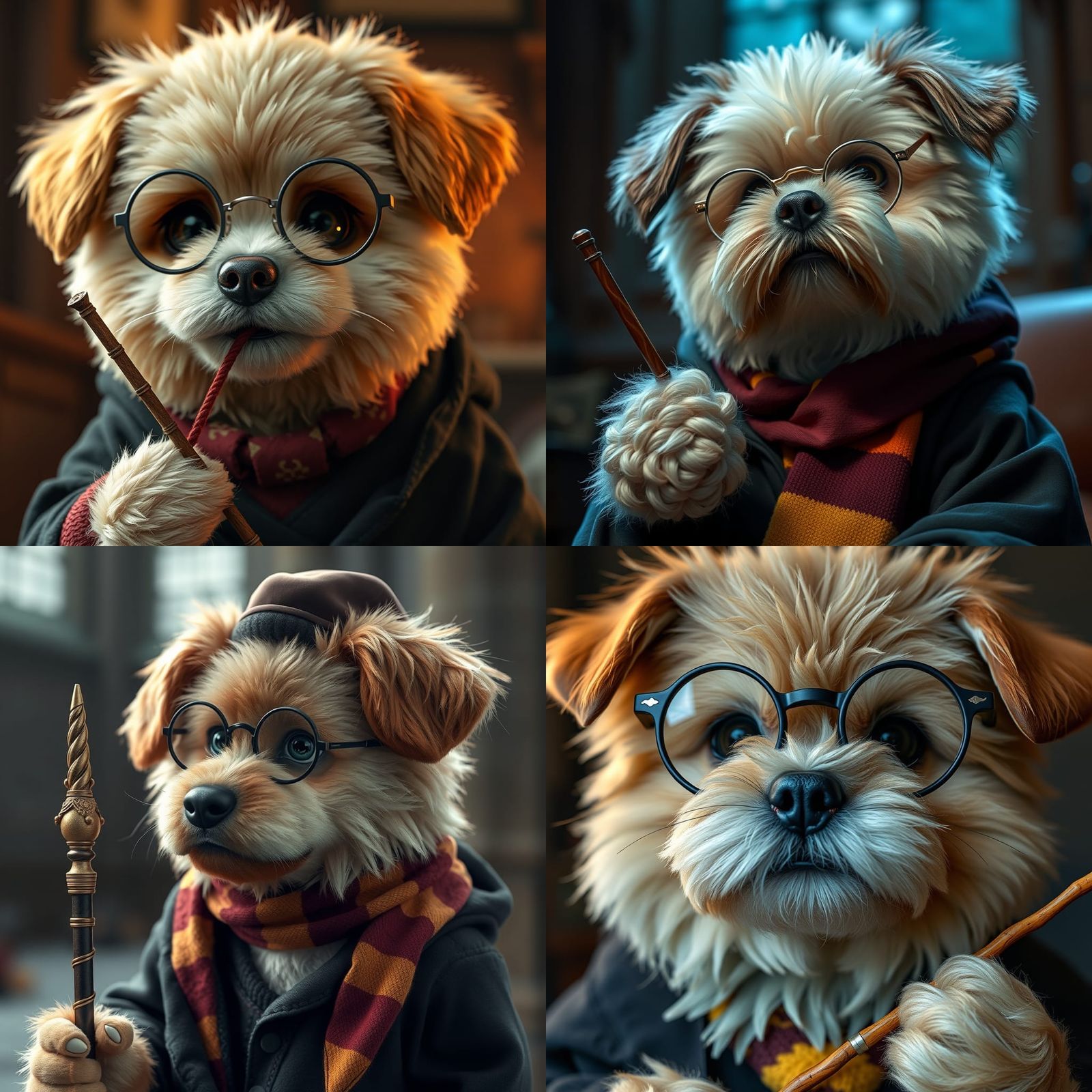 Dog as Harry Potter in 3D Render