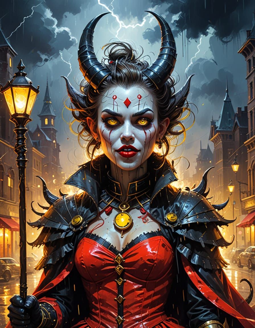 Imaginative Supervillains in Steampunk Cityscape