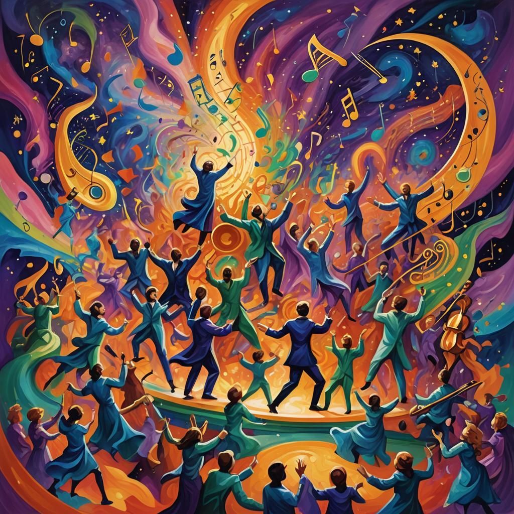 Surreal Superstars Performing for Immortals in Abstract Oil ...