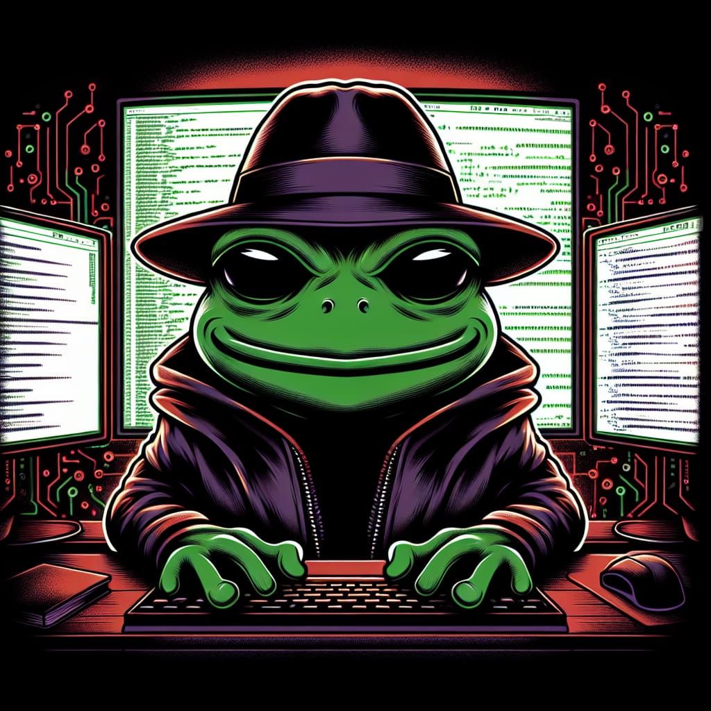 Cartoon Frog Hacker in Manga Style Illustration