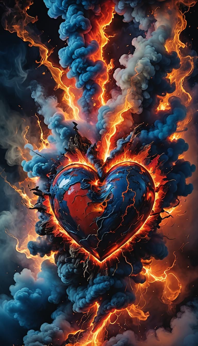 Glowing Heart Ascends in Abstract Expressionism