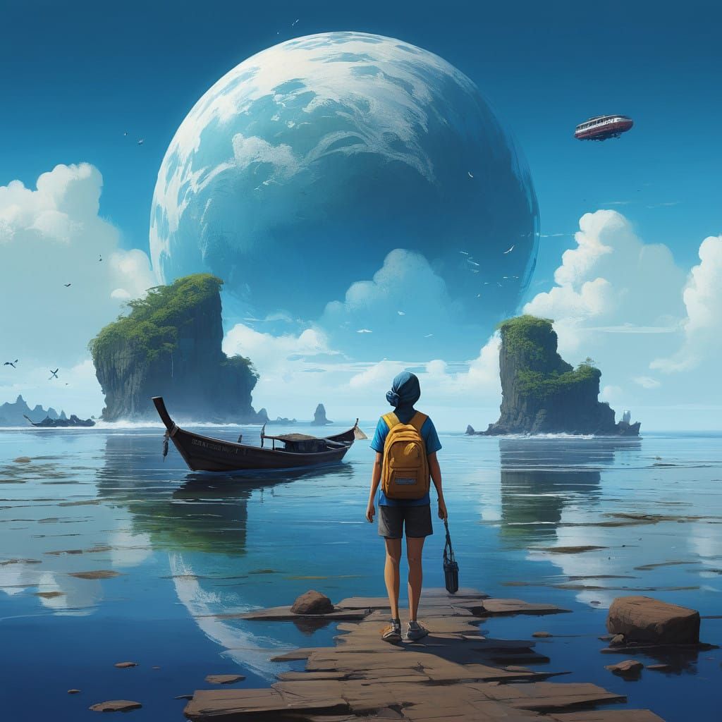 Hyperrealistic Beach Scene with Dazzling Colors