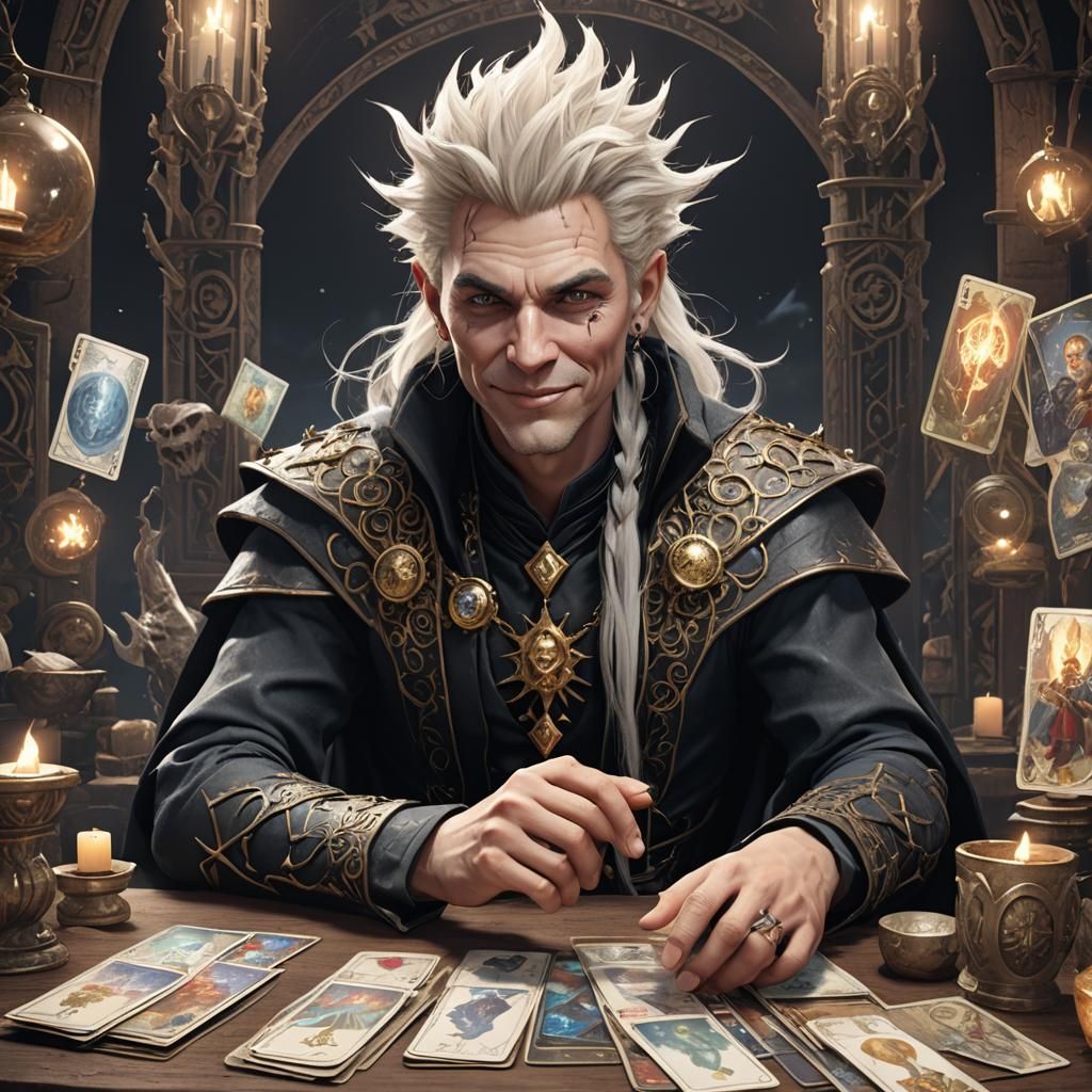 Storm Witch Reading Tarot, 3D Rendered