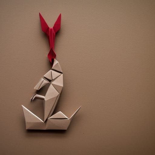 Jackal and Noose Carving in Origami Style