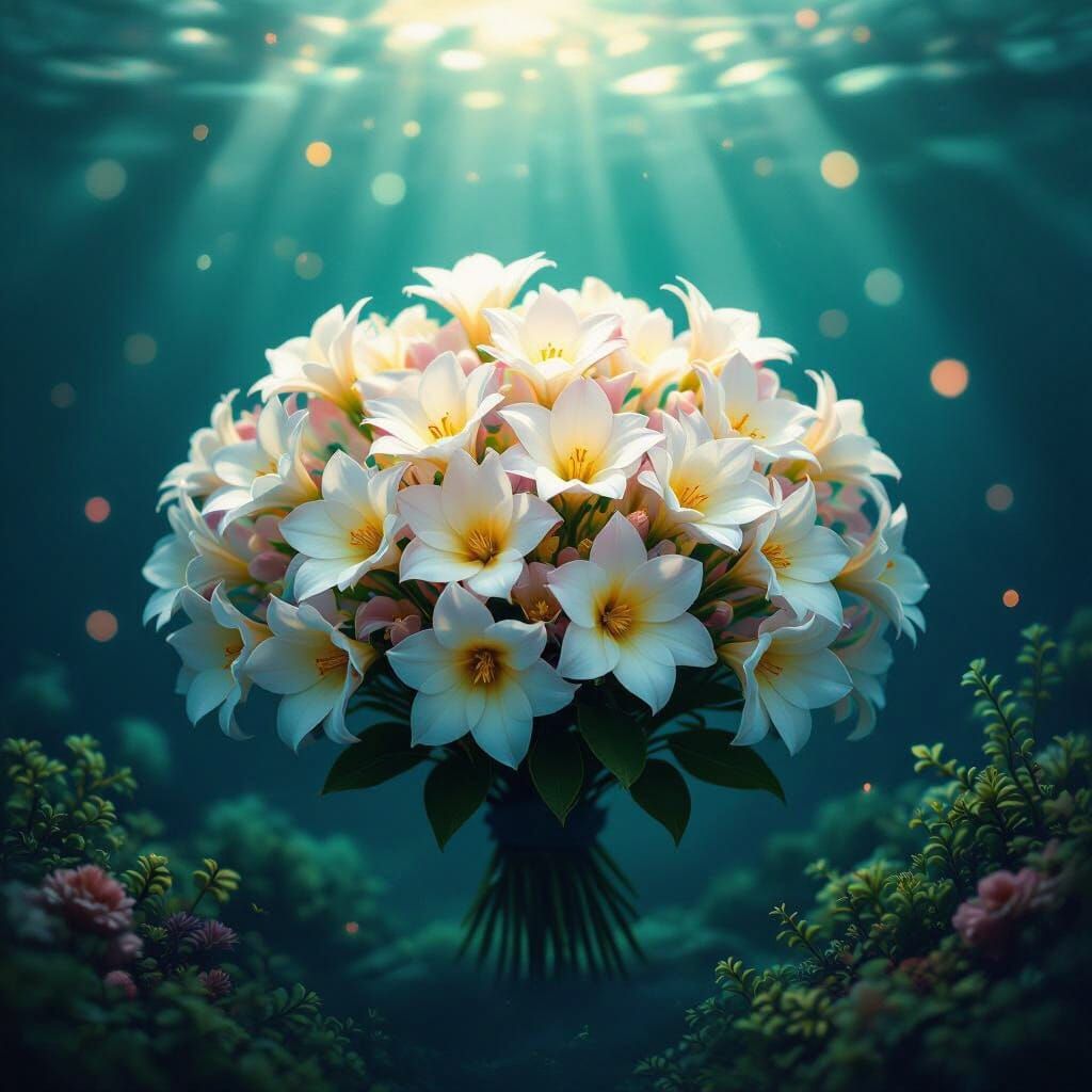 Submerged Yasmin Bouquet in Enchanted Underwater Realm