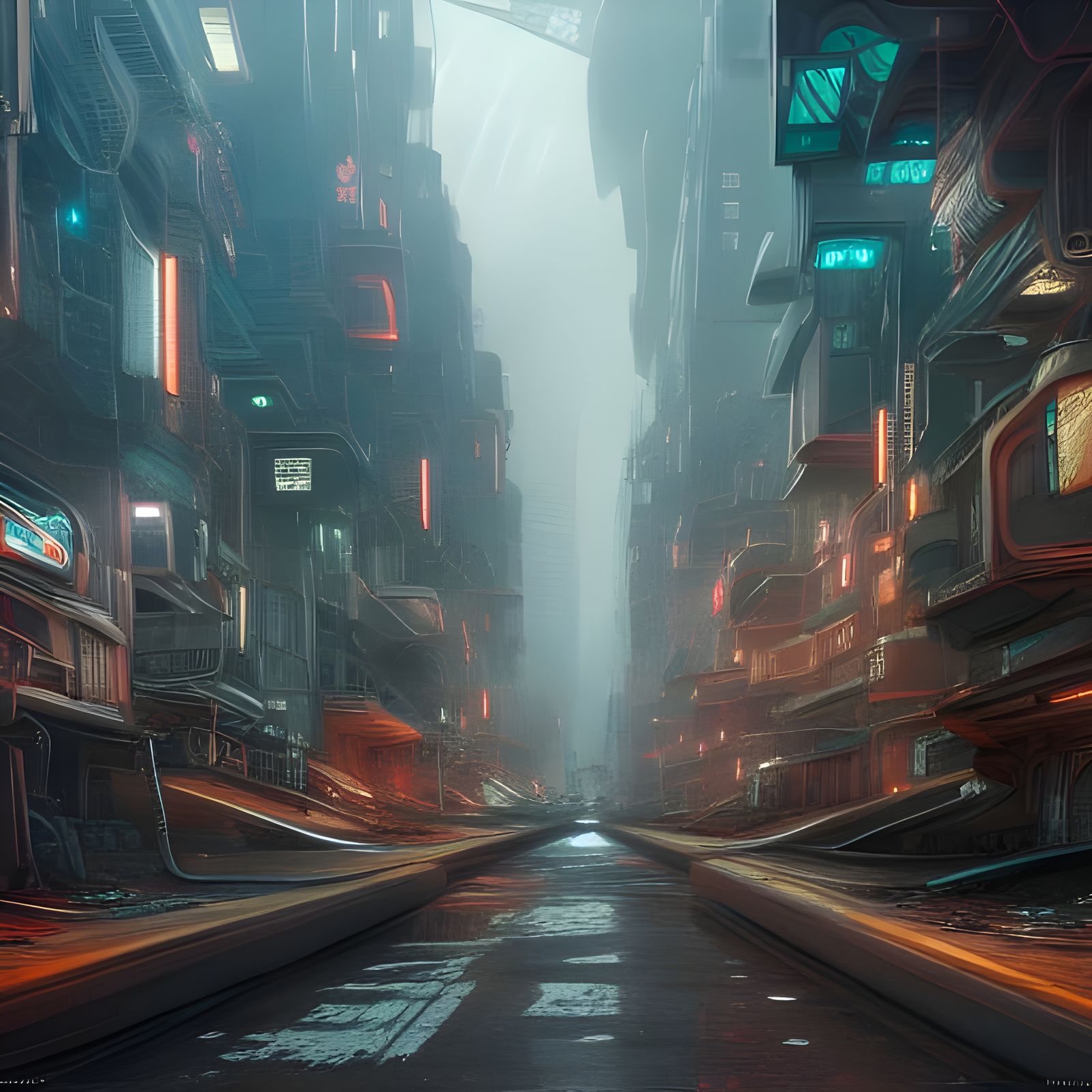 Abandoned Futuristic City in Detailed Matte Painting
