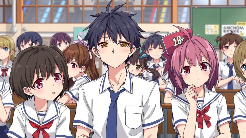 Anime Style Boy in Elementary School Class