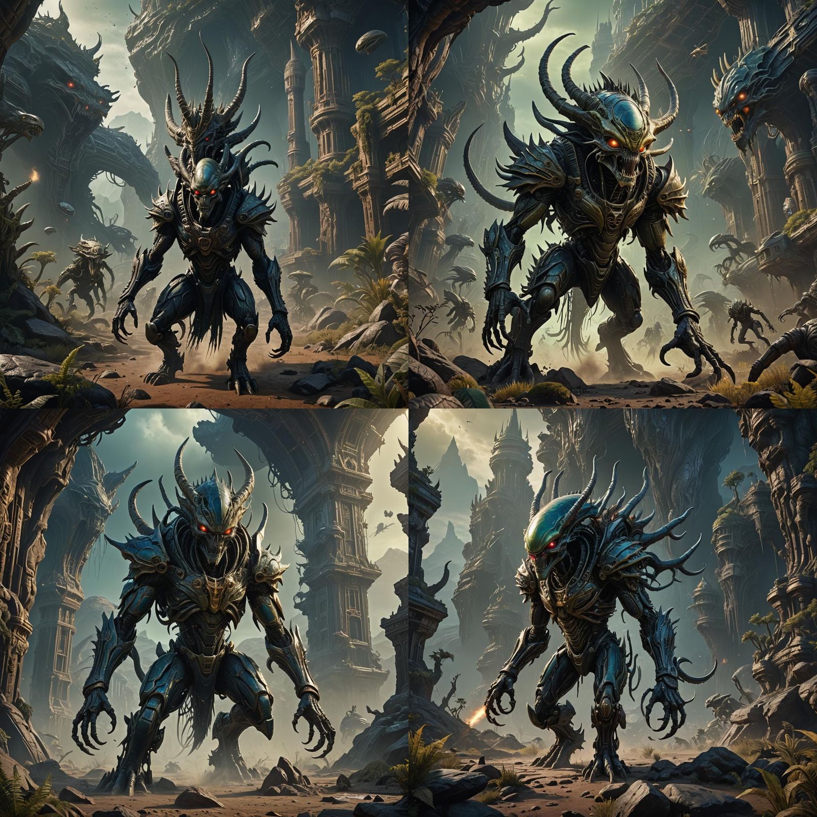 Alien King on the Hunt: Detailed Matte Painting