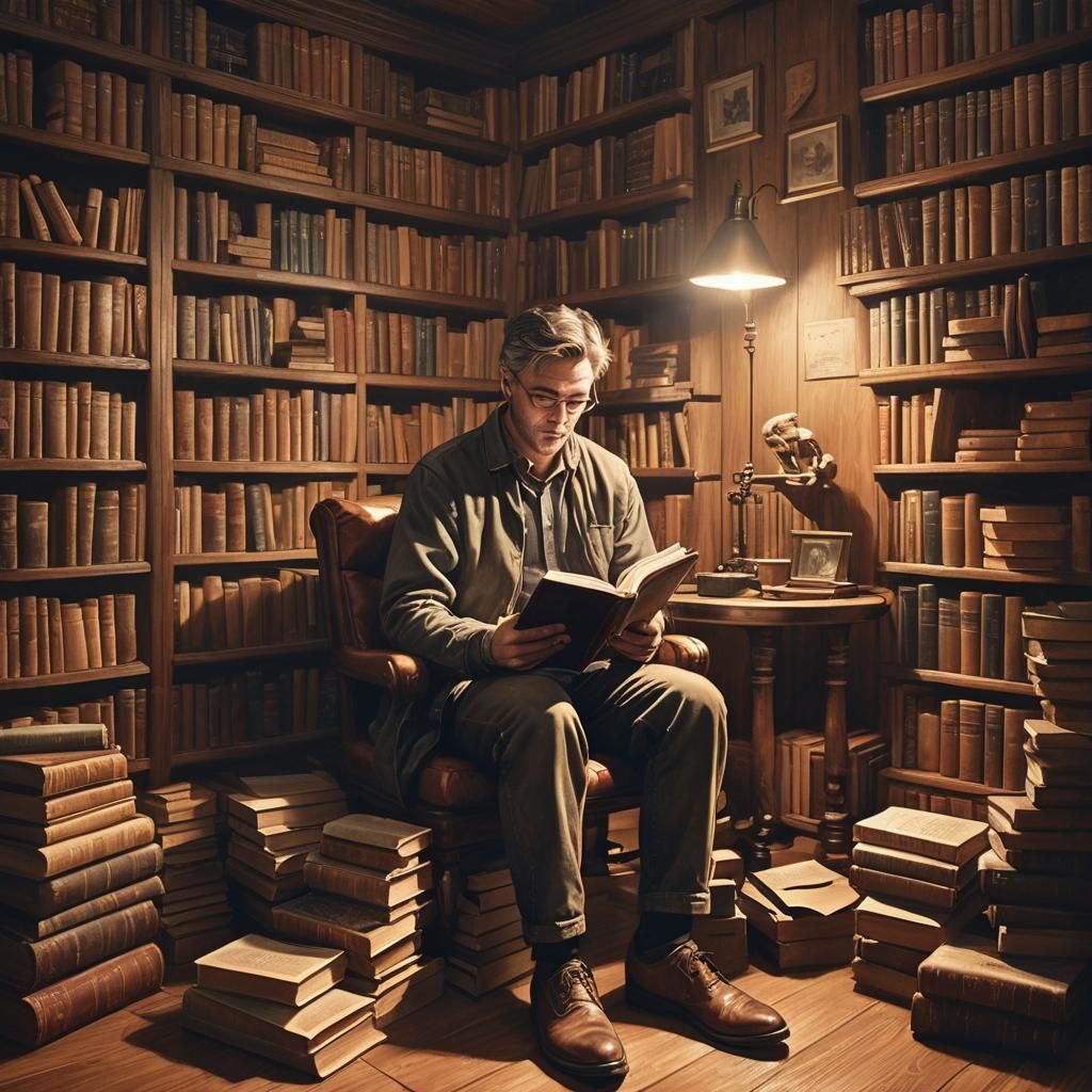 Elegant Reading Nook in Hyperrealistic Digital Art