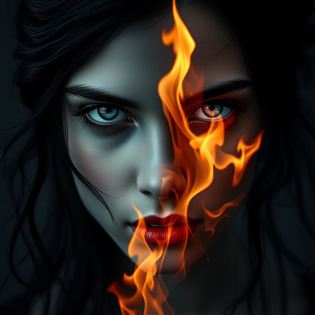 Ethereal Gothic Beauty in Double Exposure Art