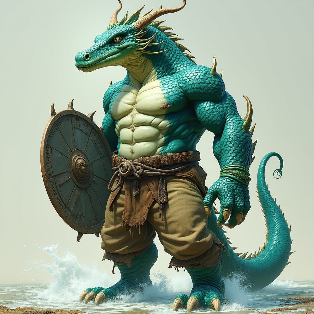 Majestic Chinese Sea Dragon in Cerulean, Emerald, and Ivory ...