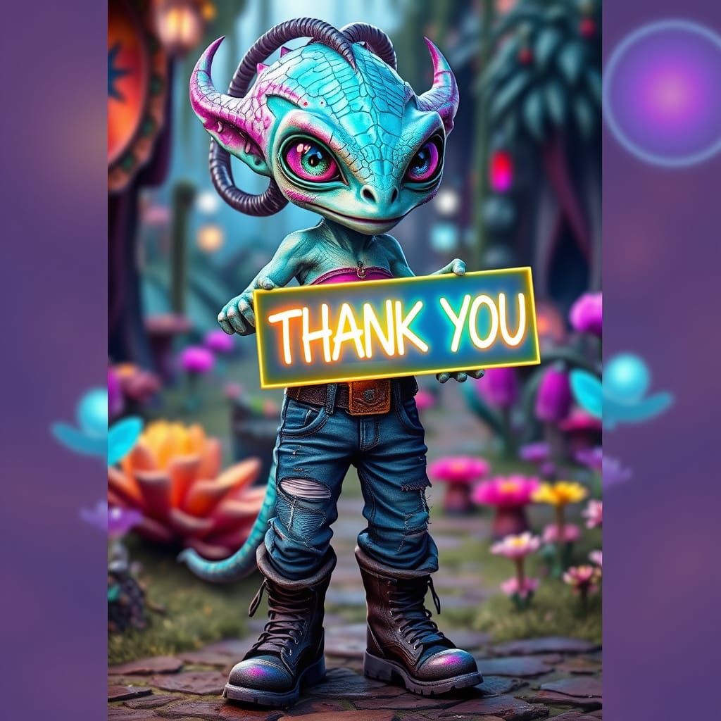 Surreal Alien Humanoid with Iridescent Reptilian Skin and Cr...