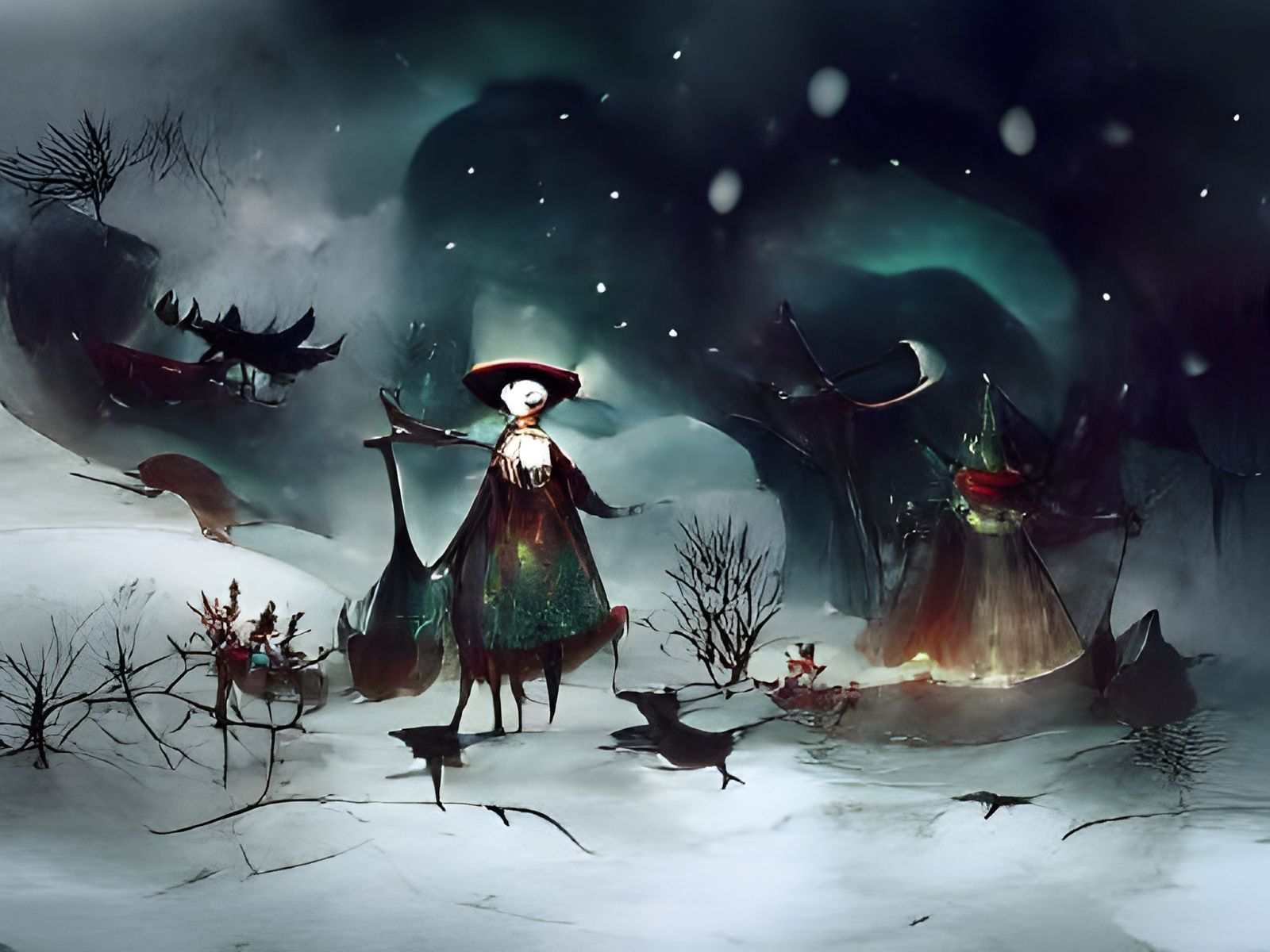 Ominous Christmas Witch in Dark Fairytale Land