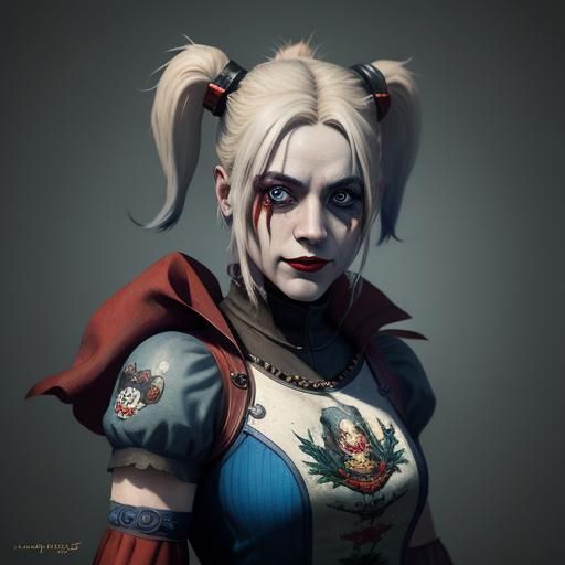 Harley Quinn as Beatrix Potter Illustration