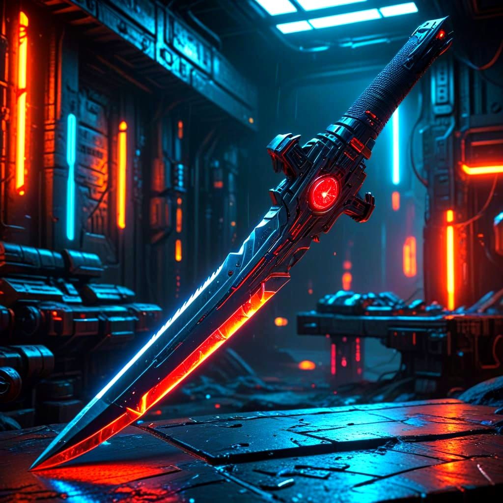 Radioactive Cyberpunk Greatsword with Nuclear Core