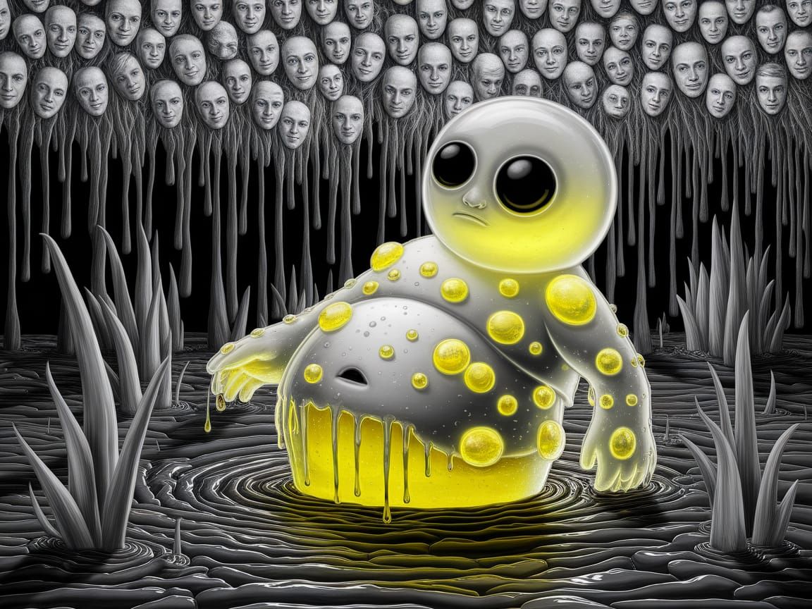 Eerie Albino Creature Emerges from Viscous Jungle