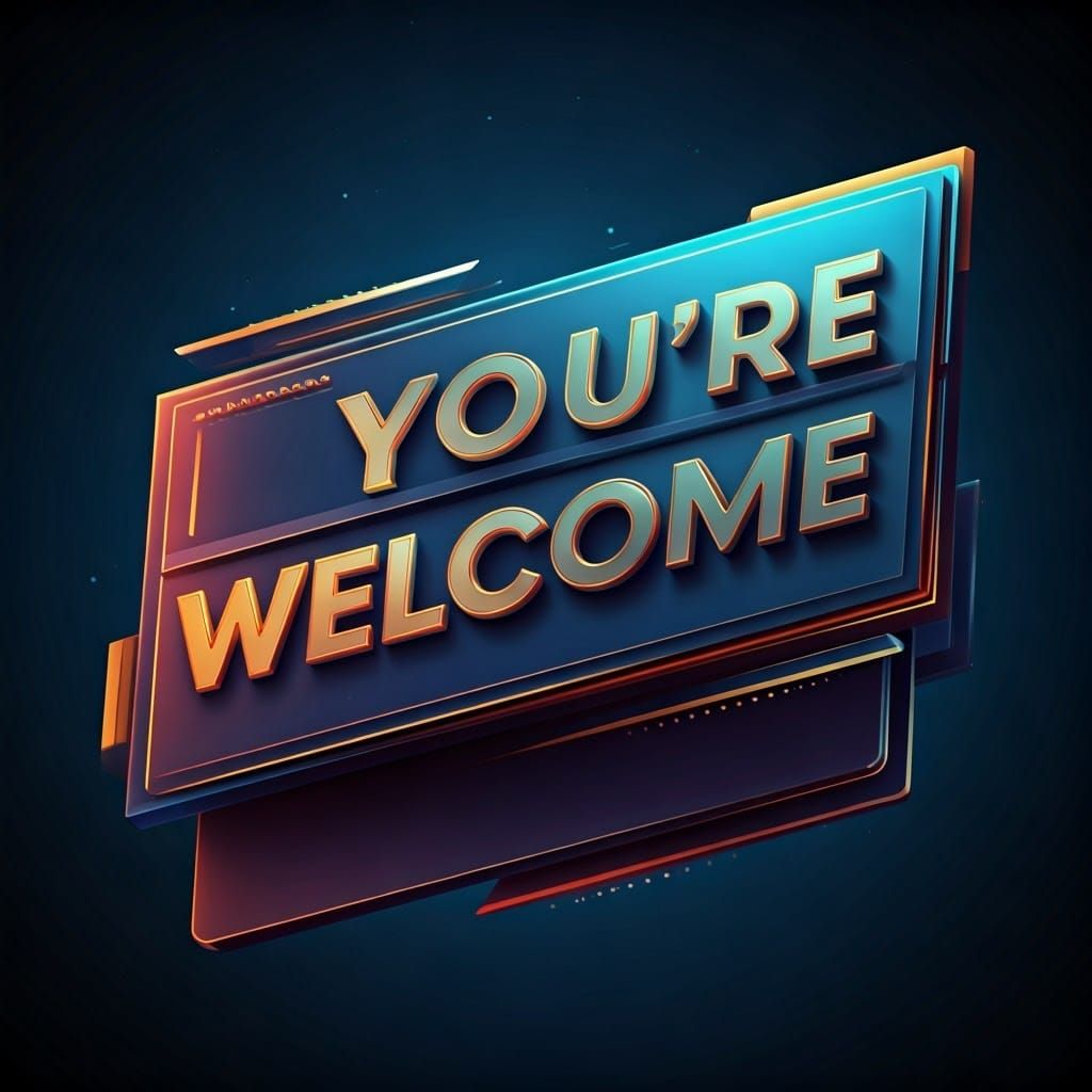 Metallic You're Welcome Card in 3D