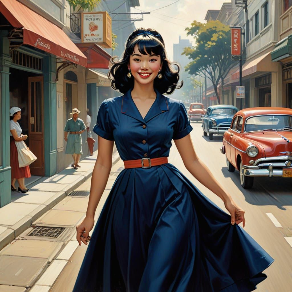 Indonesian Woman in Jakarta, Magazine Illustration