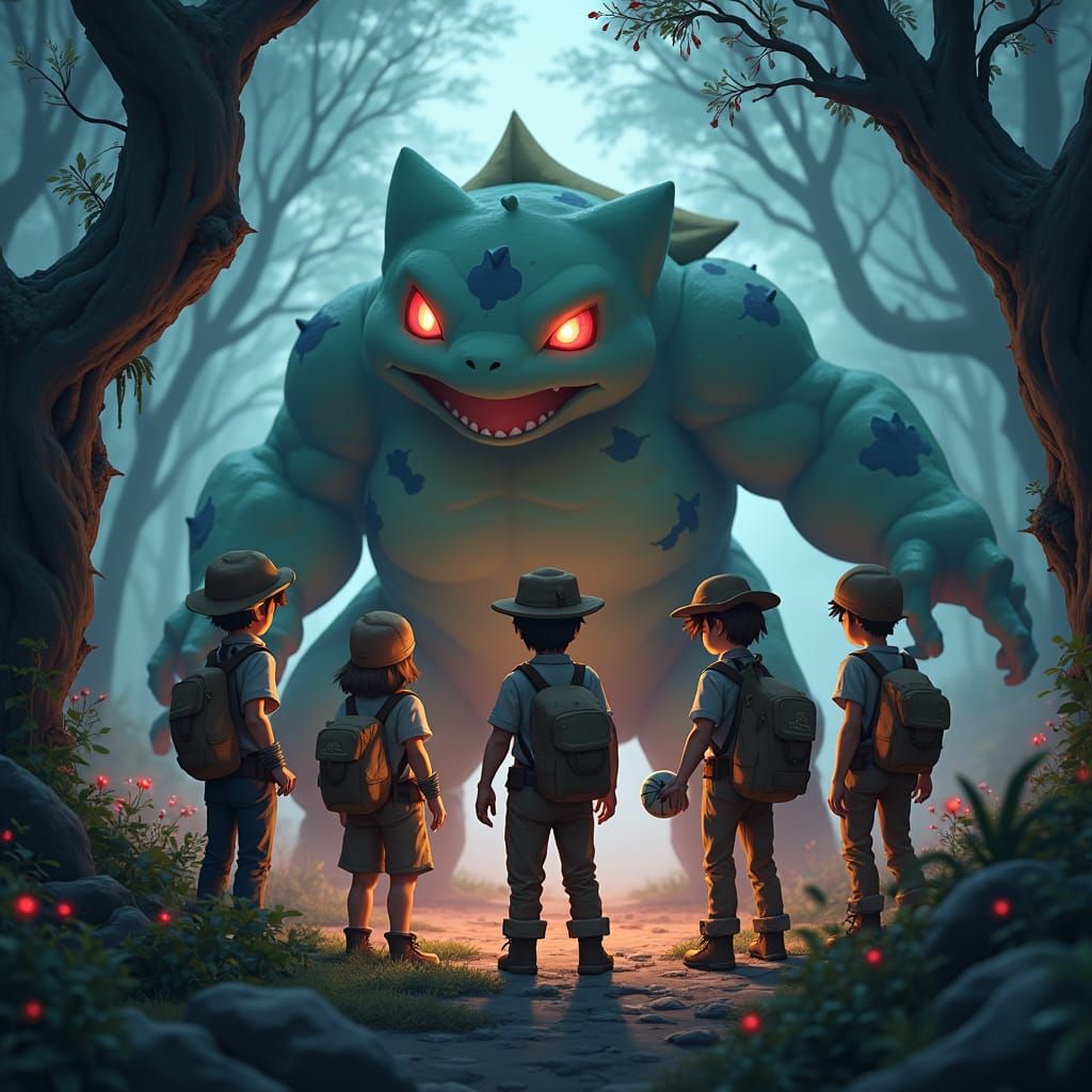 Weary Trainers Face Menacing Bulbasaur in Haunting, Dark For...
