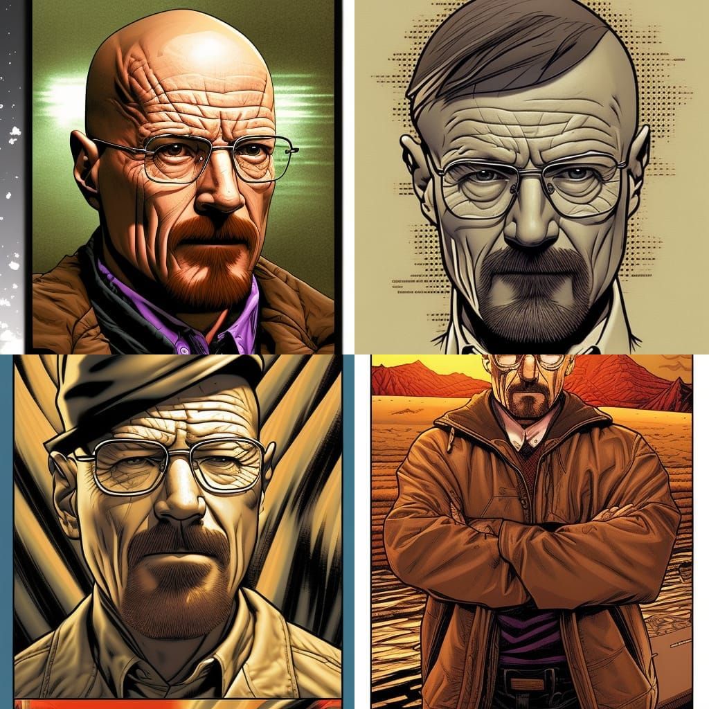 Walter White Portrait in Comic Book Style