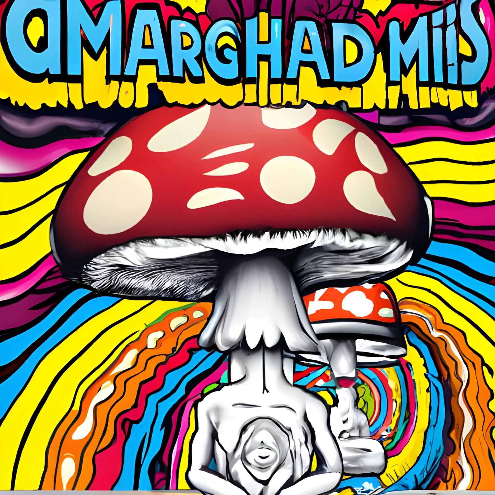 Psychedelic Mushroom Superhero in Comic Book Style