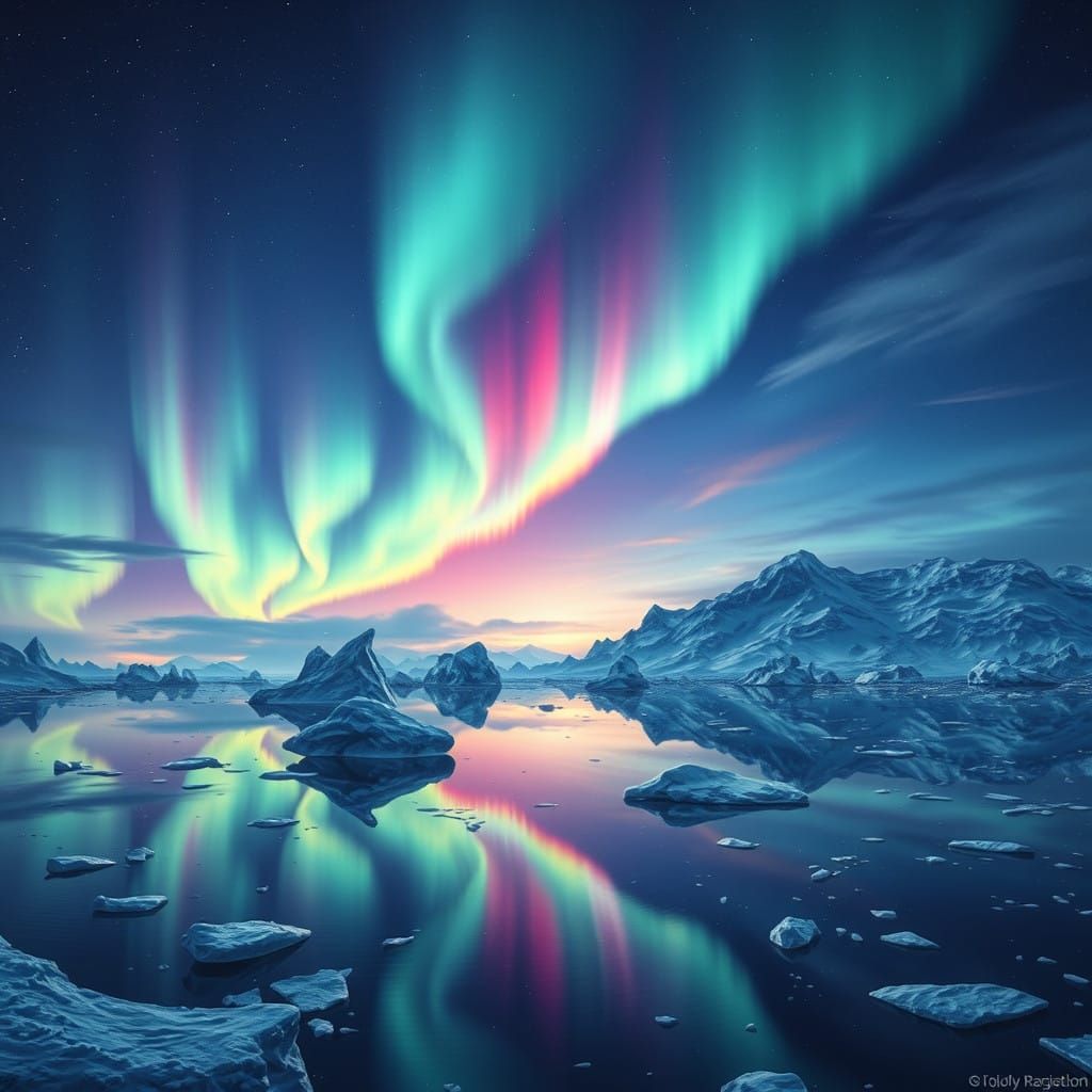 Ethereal Aurora Dances Across Arctic Skies in a Fantastical....