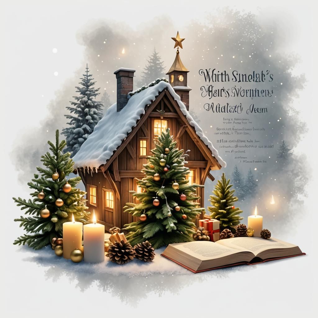 Hyperrealistic Winter Wonderland Scene with Fog and Candles