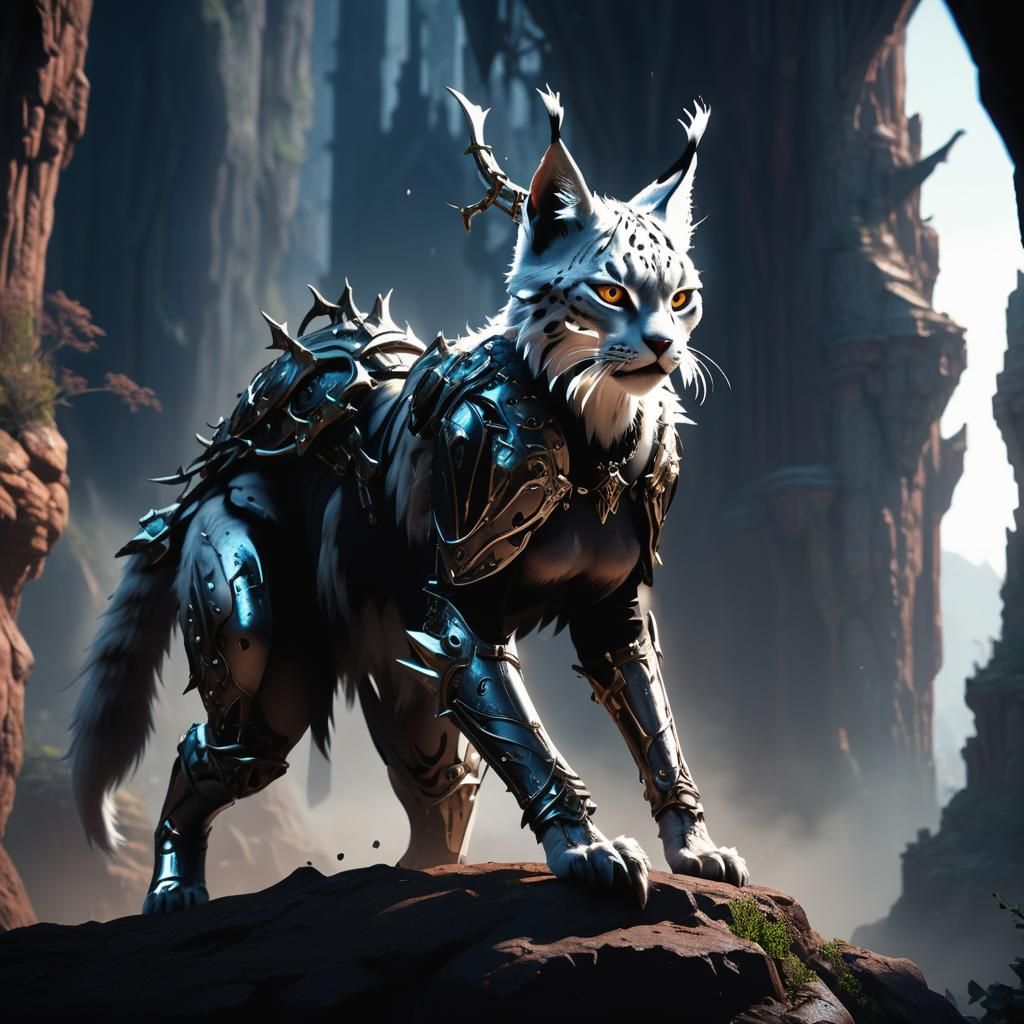 Detailed Lynx Matte Painting in Deep Color