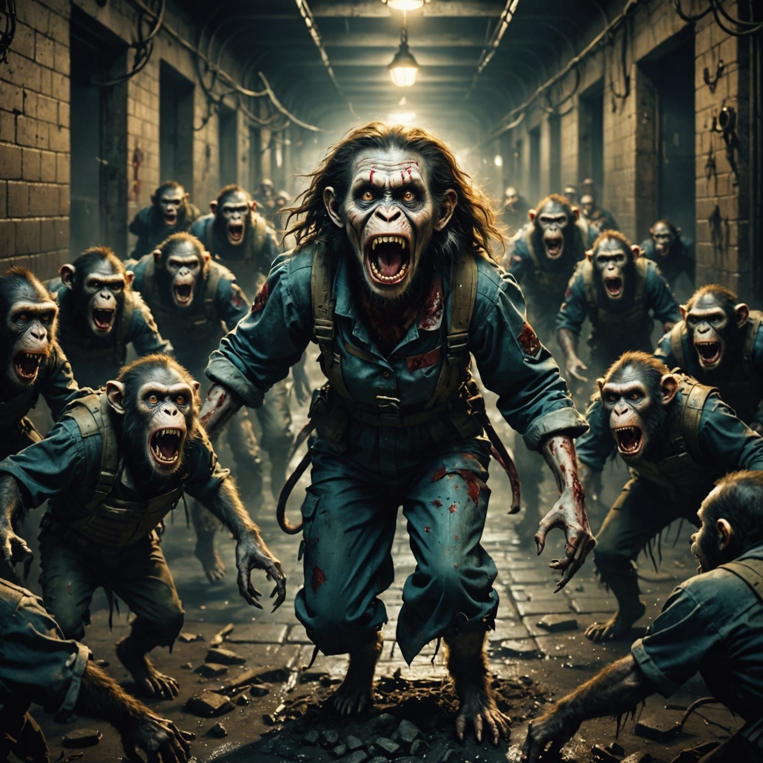 Zombie Clown Woman Attacked by Sewer Rats