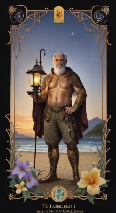 The Hermit Tarot Card: Tropical Beach Wizard