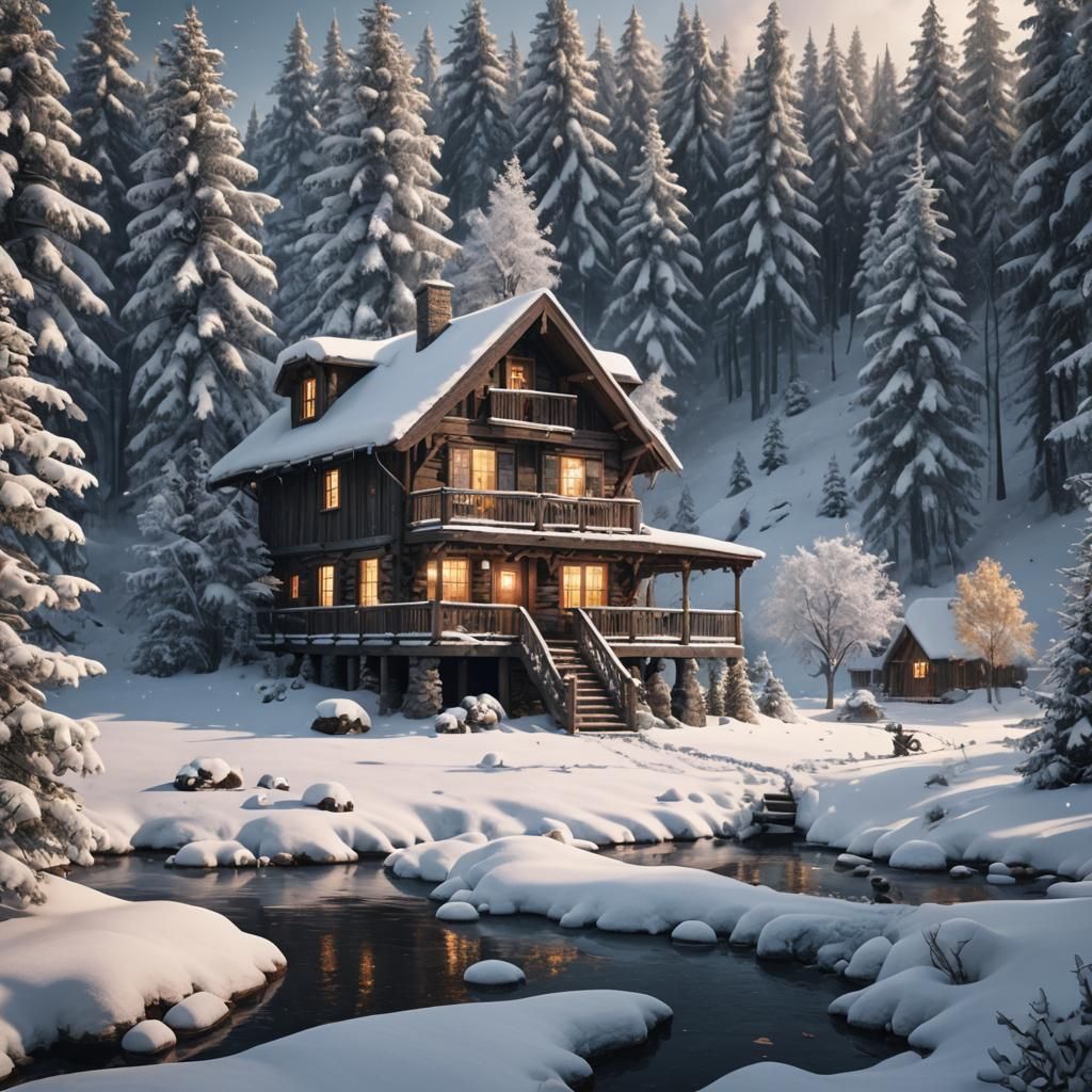 Secluded Winter Cabin 2