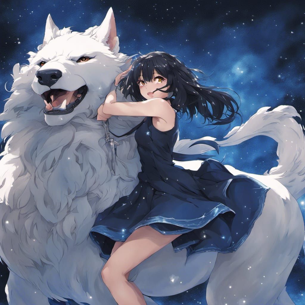 Girl Rides Fenrir in Anime Key Visual Style