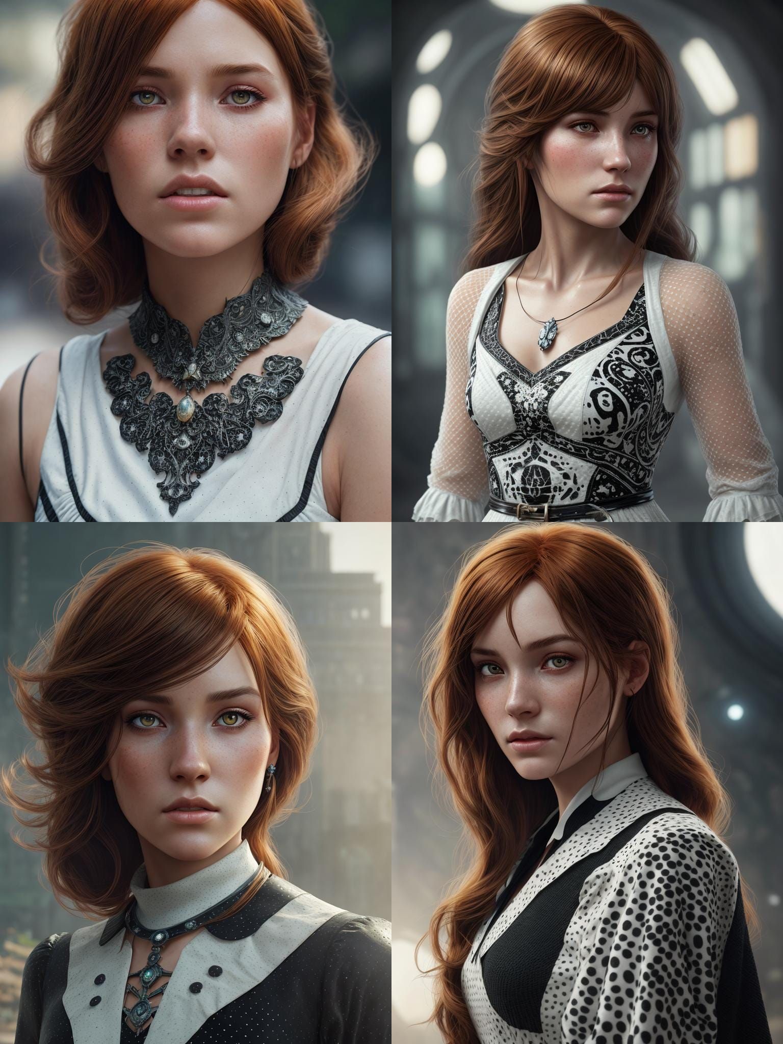 1960s Style Woman with Auburn Hair Portrait