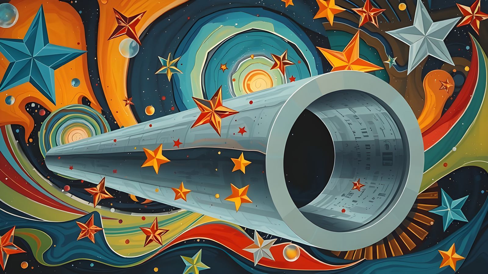 Sleek Metallic Marvel in Cosmic Vortex