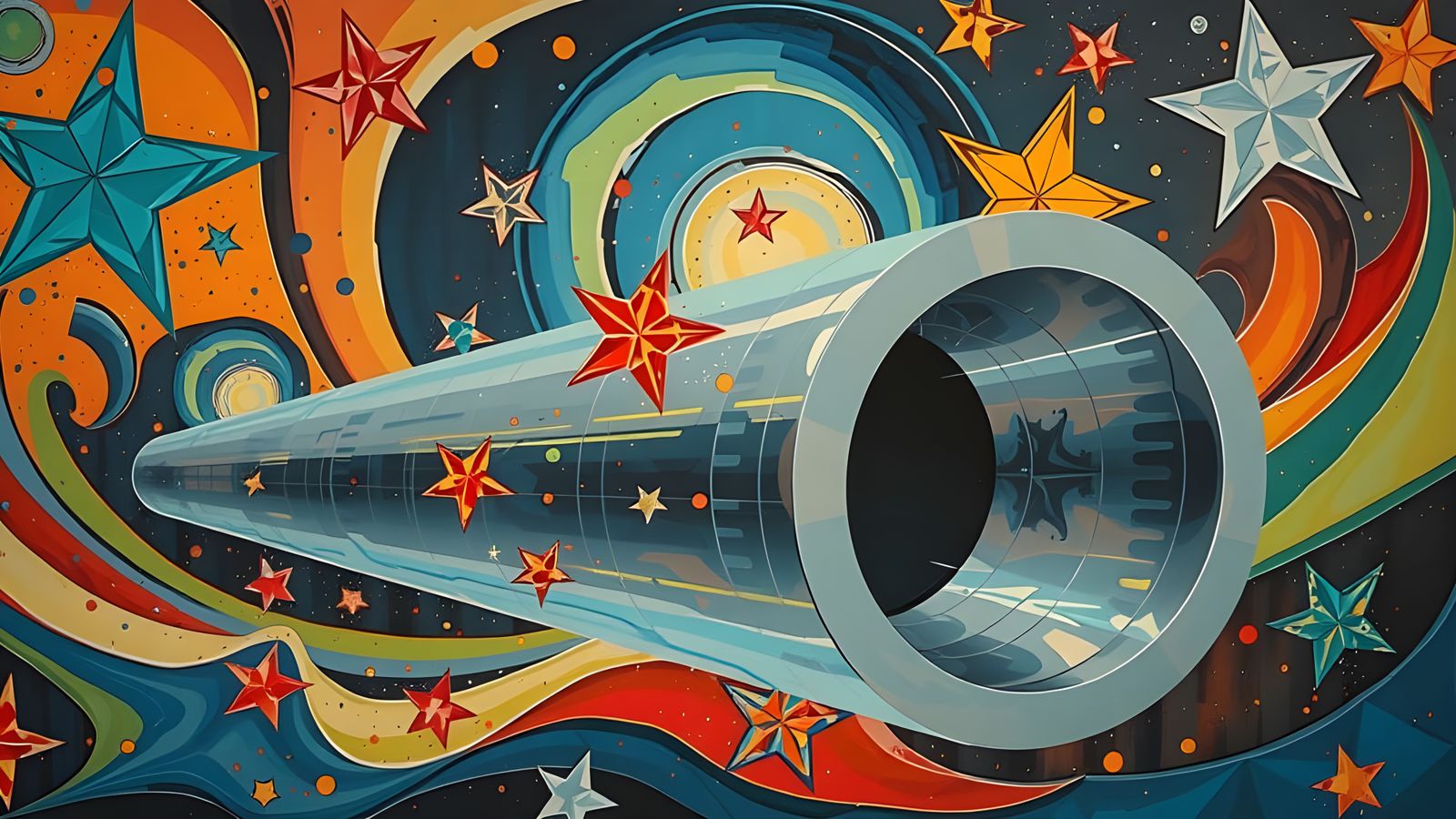 Stunning Multifaceted Glass-Mirror Cylinder in Cosmic Vortex