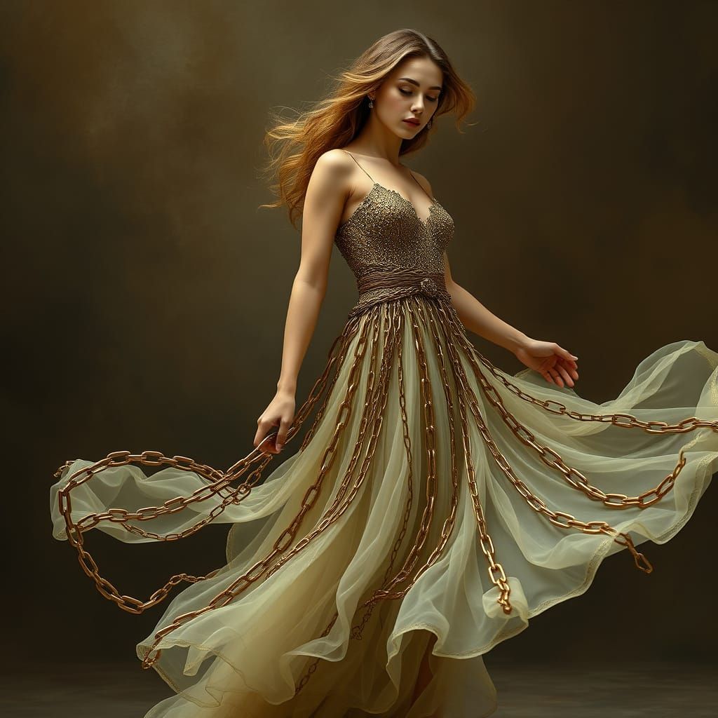 Ethereal Goddess in Chainmail Gown