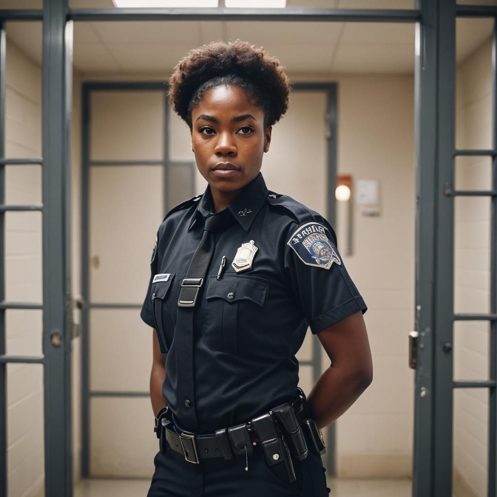 Monochrome Portrait of a Police Officer in Film Noir Style