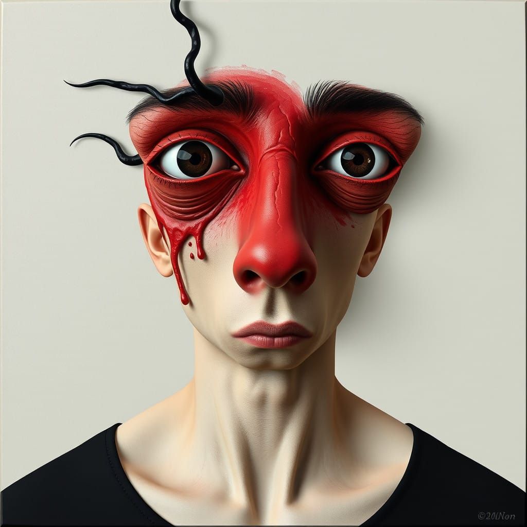 Abstract Portrait of Pain in 3D Model Style