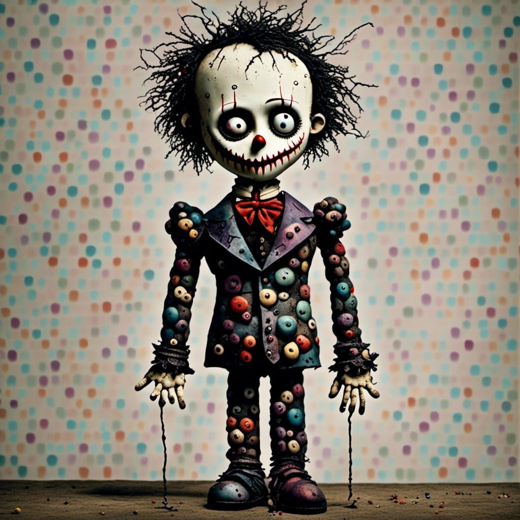 Creepy Joker Doll in Tim Burton Style