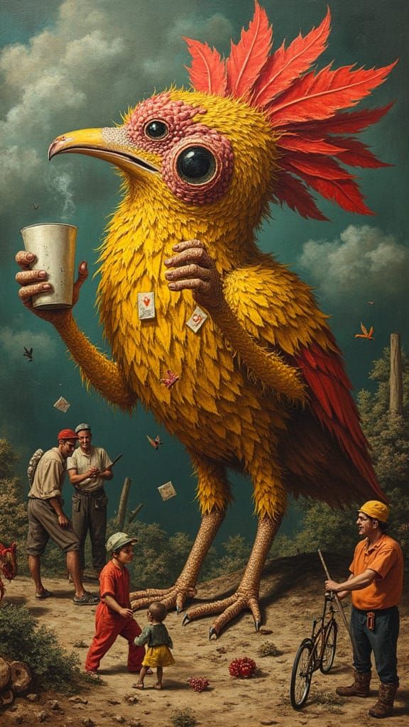 Bizarre Hybrid Creature in Durer and Art Brut Style