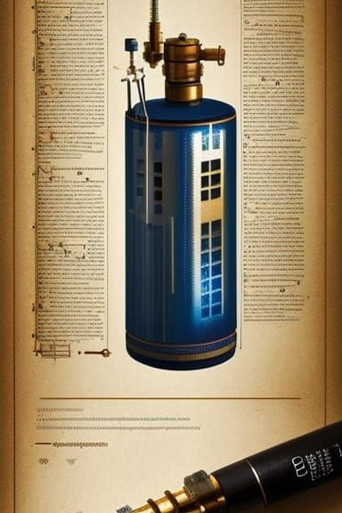 Steampunk Coffee Machine Schematics in Leonardo da Vinci Sty...
