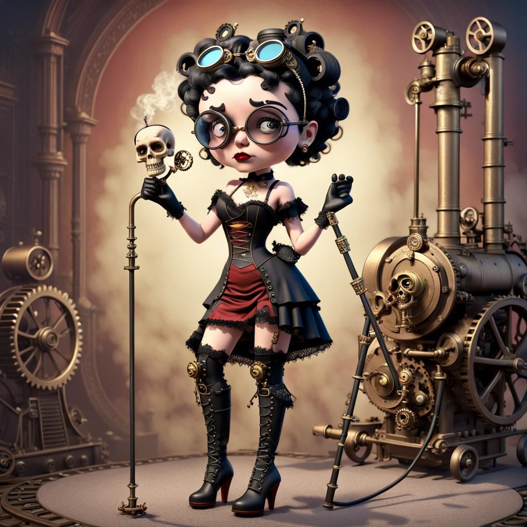 Steampunk Betty Boop Digital Art in 4K
