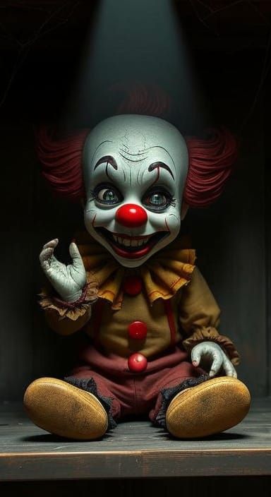 Creepy Antique Clown Doll in 3D Animation