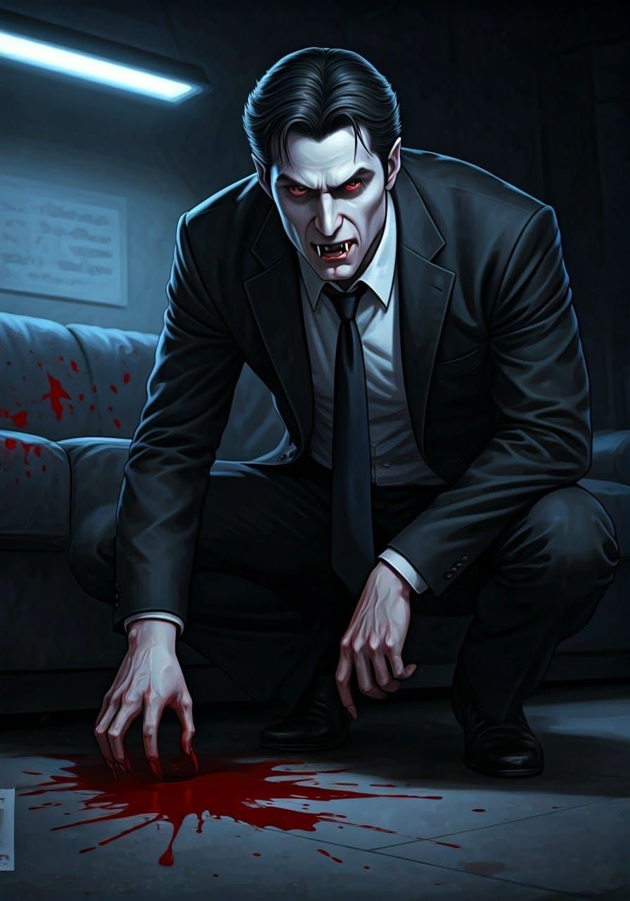 Gritty Vampire Detective Investigates Bloody Crime Scene in ...