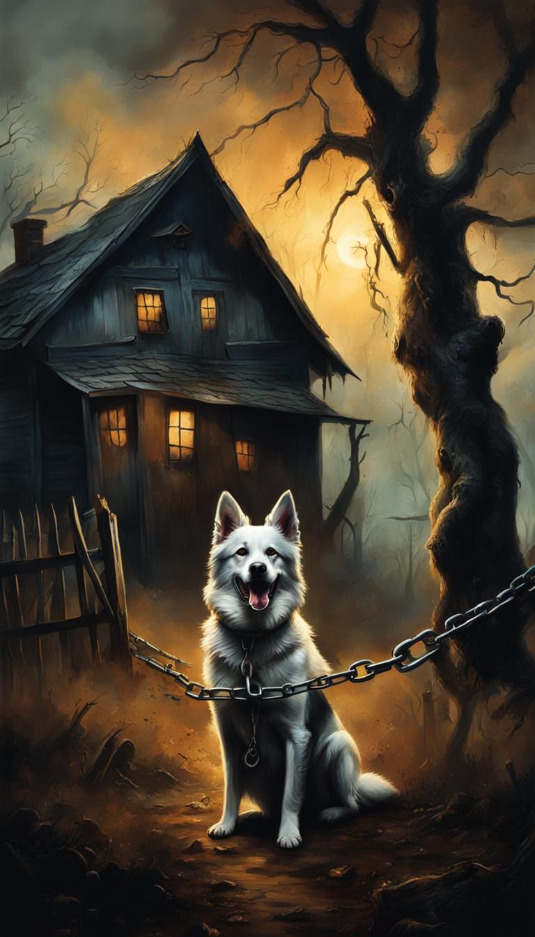 Menacing Dog Guards Haunted Village Cottage