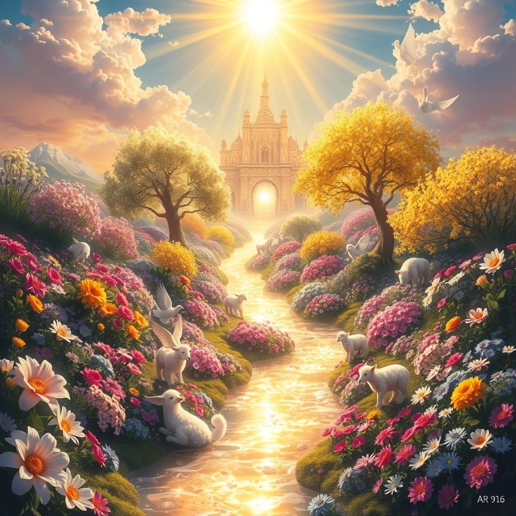 Celestial Garden with Luminous City of Light