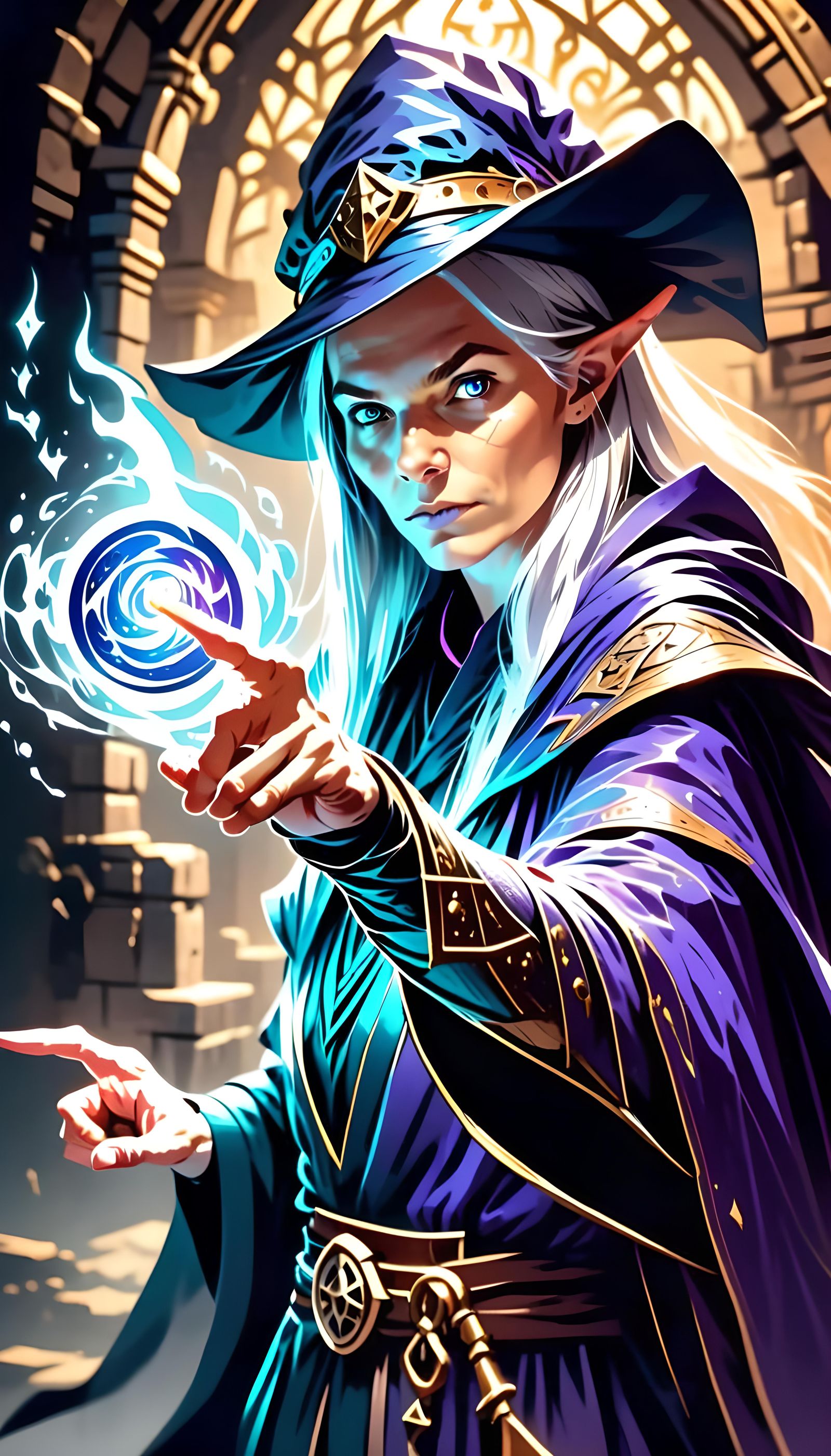 Sorceress Casting Spell in D&D Style