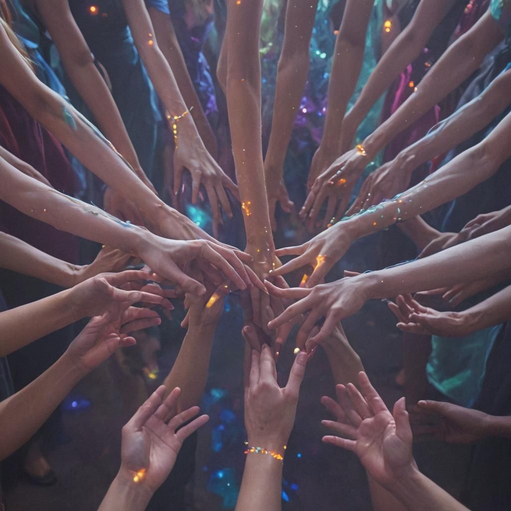 Quantum Entanglement: Surreal Crowd Fades Between Worlds